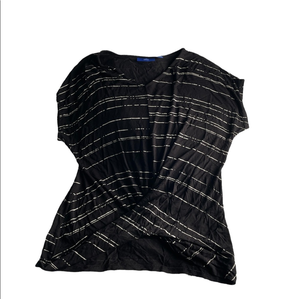 Black and white striped short sleeved shirt